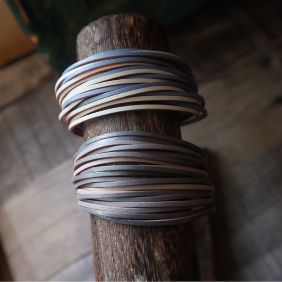 Dark Grey Vegan Leather Wrap Bracelet - Picture 4 of 6